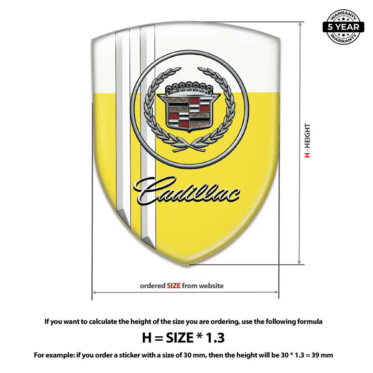 Cadillac Self Adhesive Emblem Sticker Vortex Series