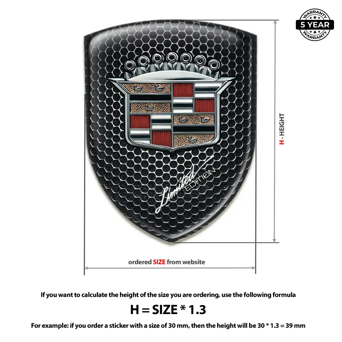 Cadillac Vehicle Logo Sticker Deluxe Edition