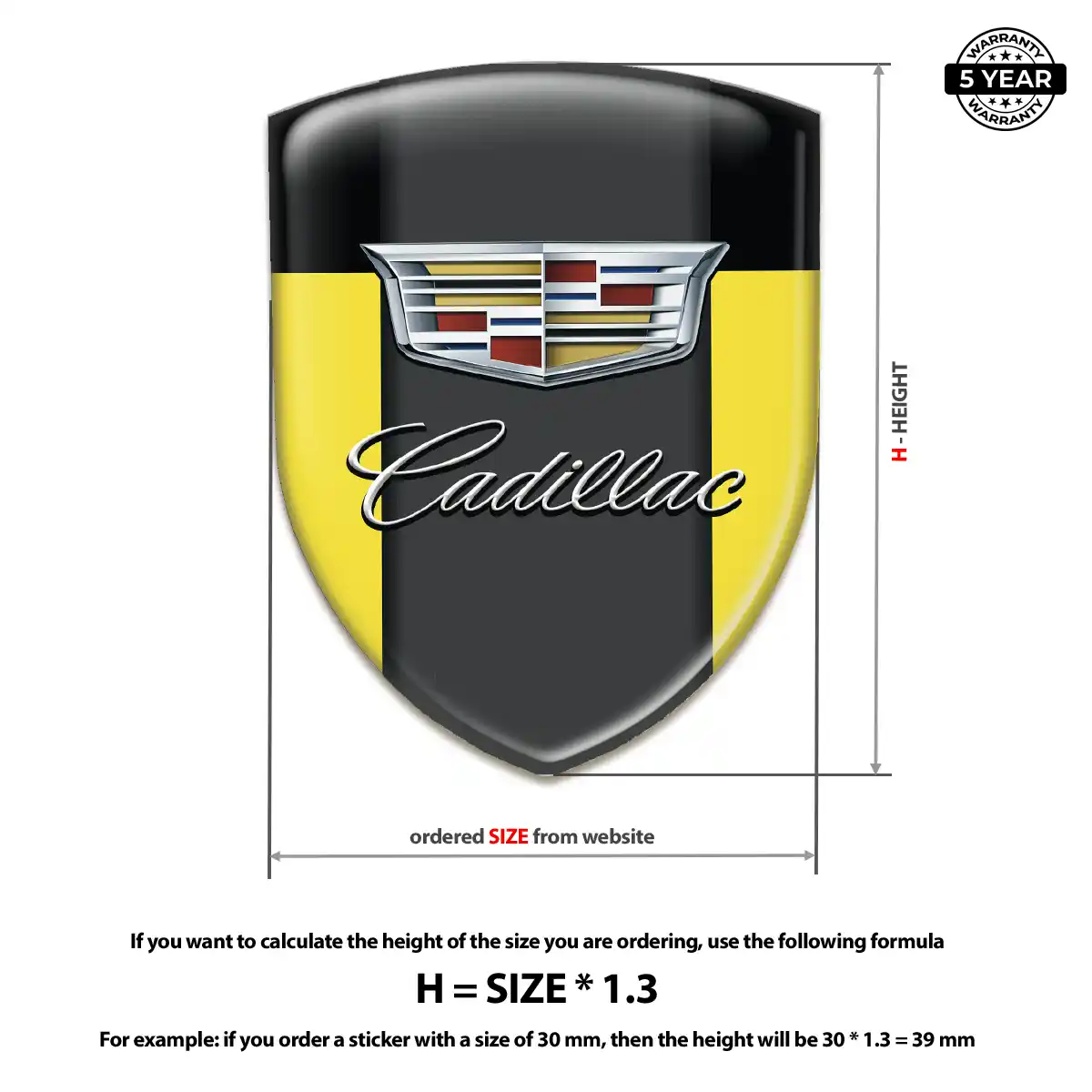 Cadillac Vehicle Logo Sticker Premium Dome