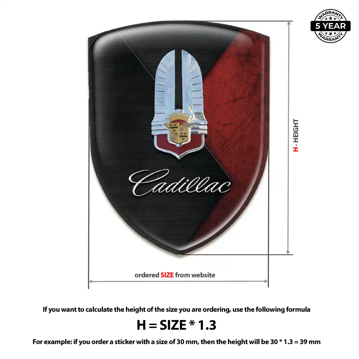 Cadillac Vehicle Logo Sticker Resin Luxe