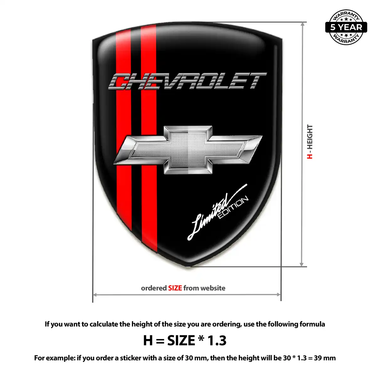 Chevrolet 3D Domed Sticker Elite Finish