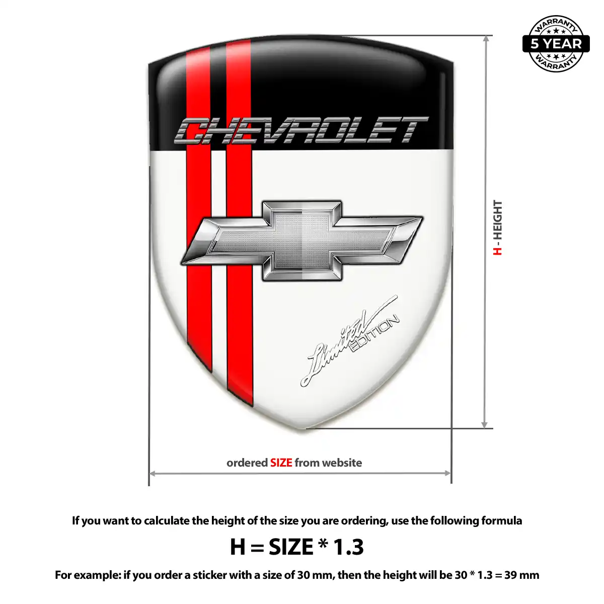 Chevrolet 3D Emblem Sticker Superior Craft