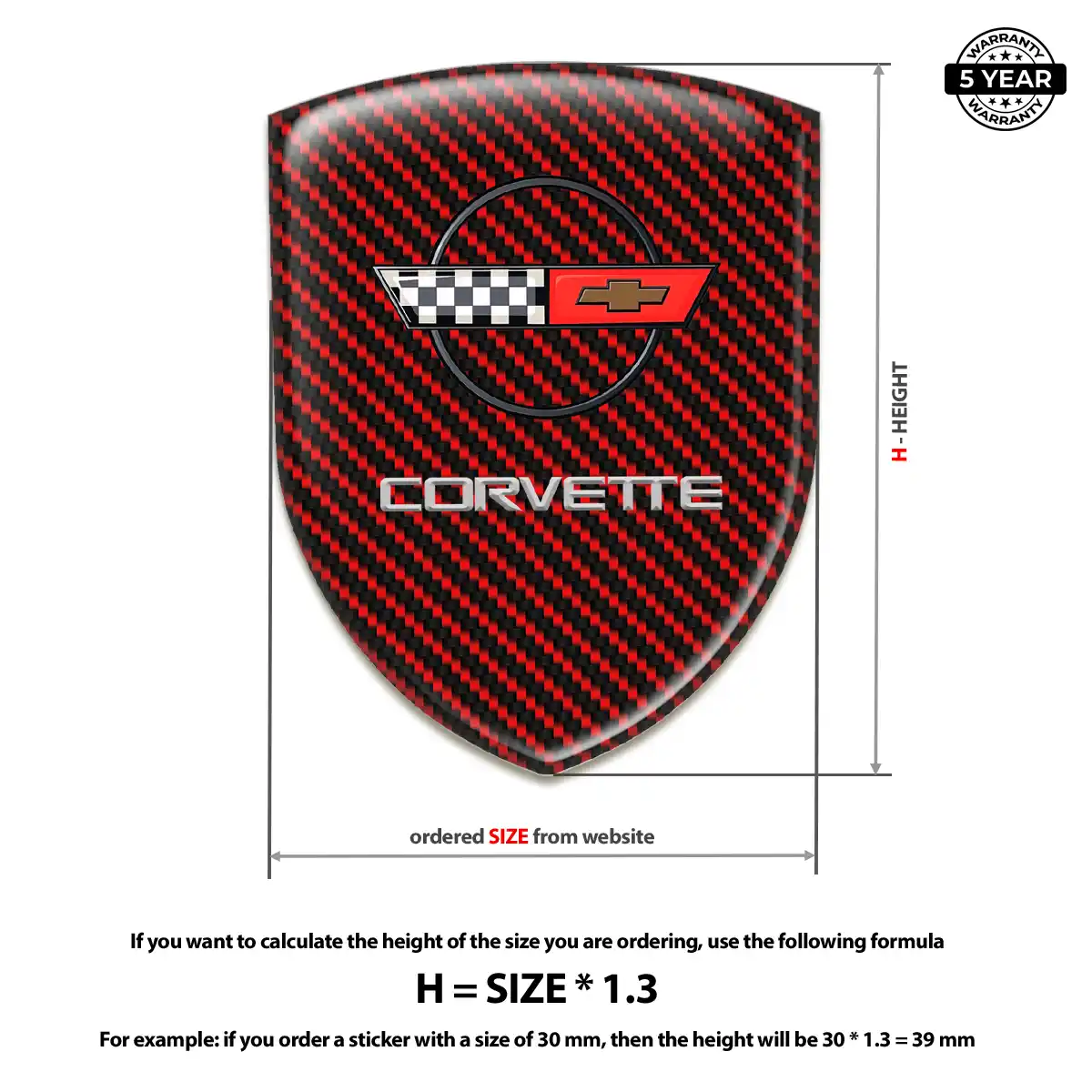 Chevrolet Corvette 3D Badge Sticker Elite Finish
