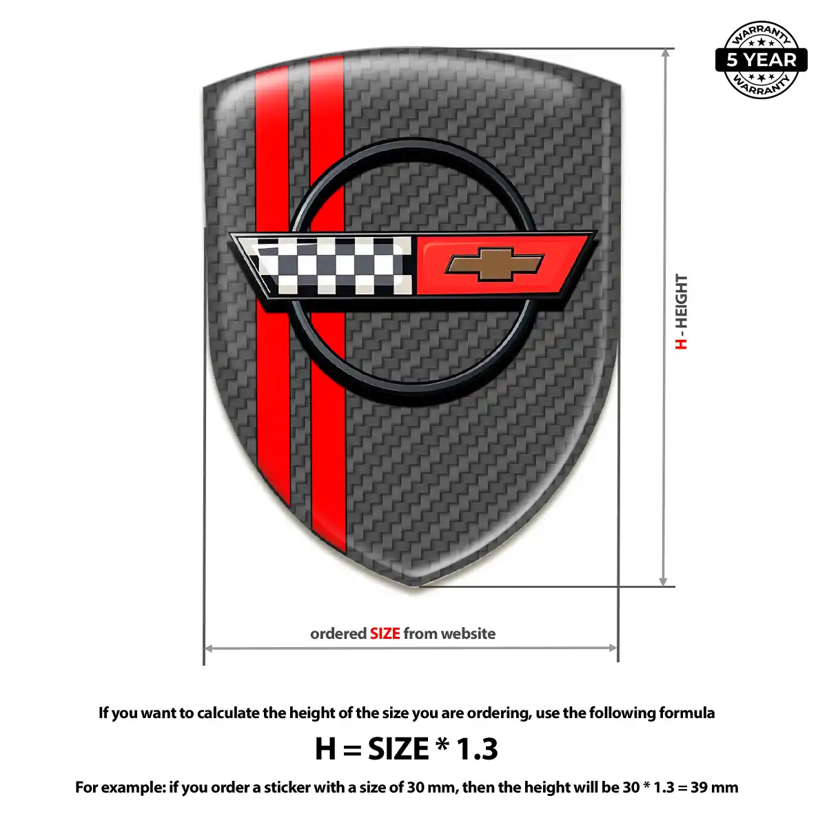 Chevrolet Corvette 3D Badge Sticker Prime Quality