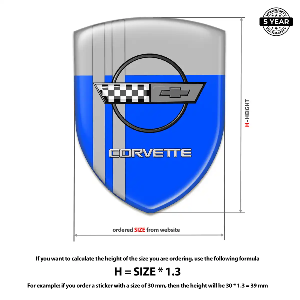 Chevrolet Corvette 3D Badge Sticker Signature Grade