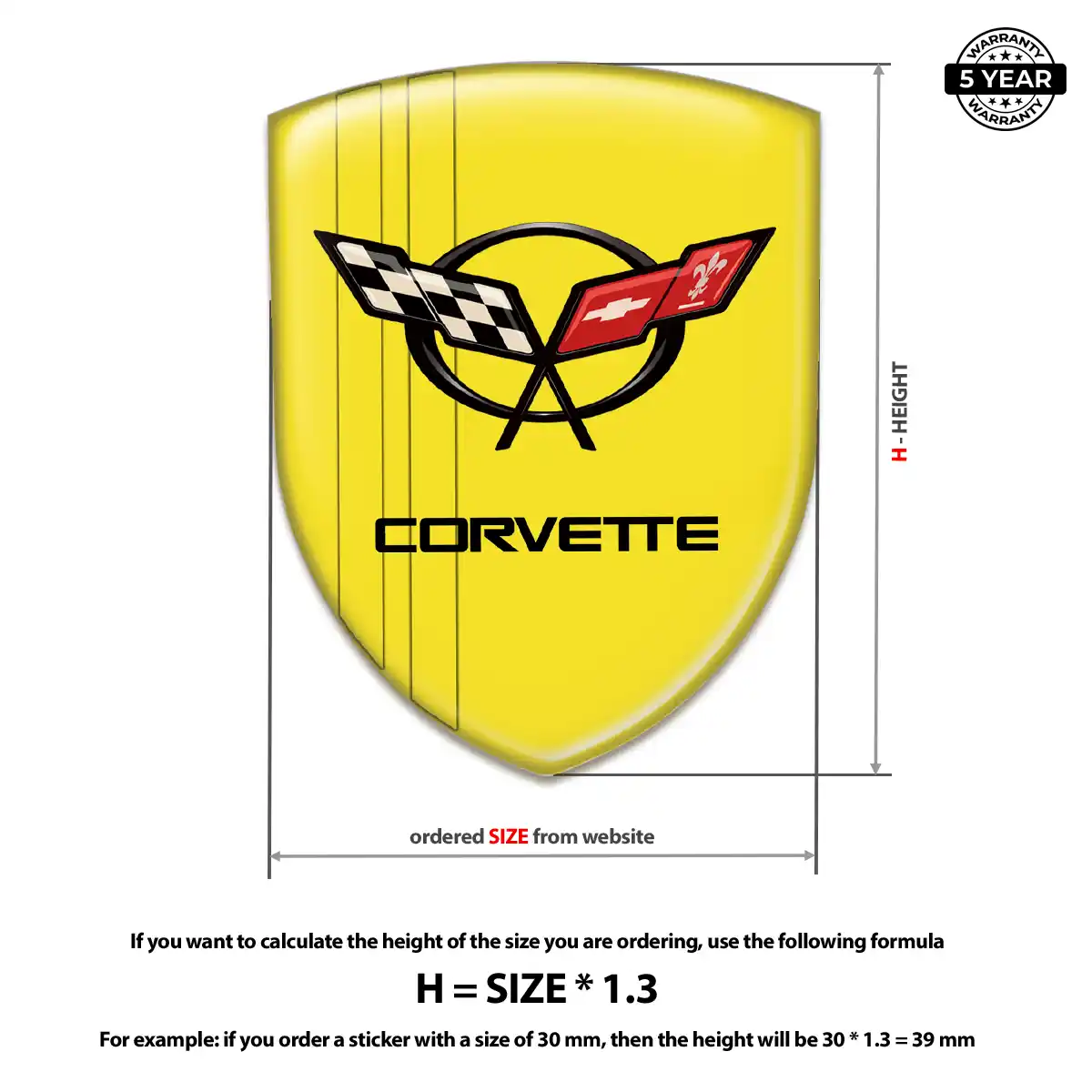 Chevrolet Corvette 3D Domed Sticker Elite Finish