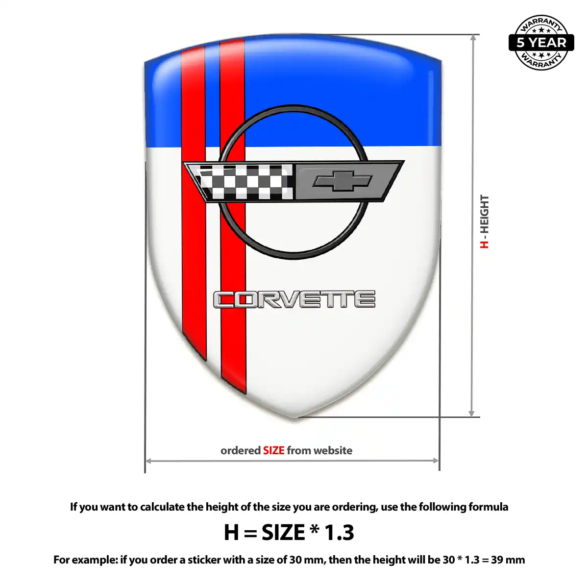 Chevrolet Corvette 3D Domed Sticker Prestige Line