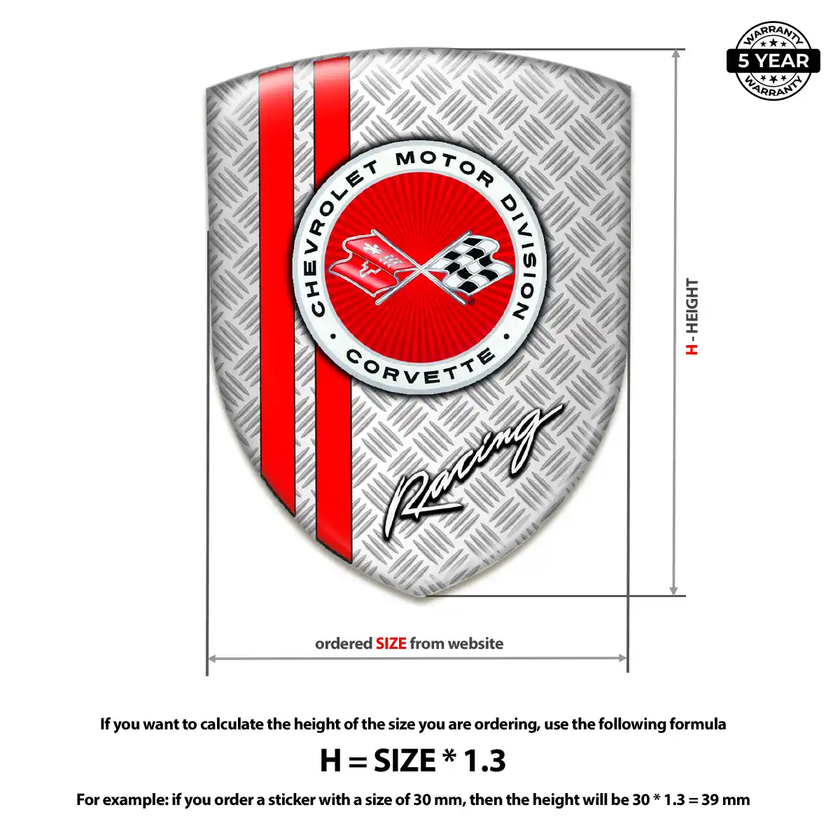 Chevrolet Corvette 3D Domed Sticker Prime Quality