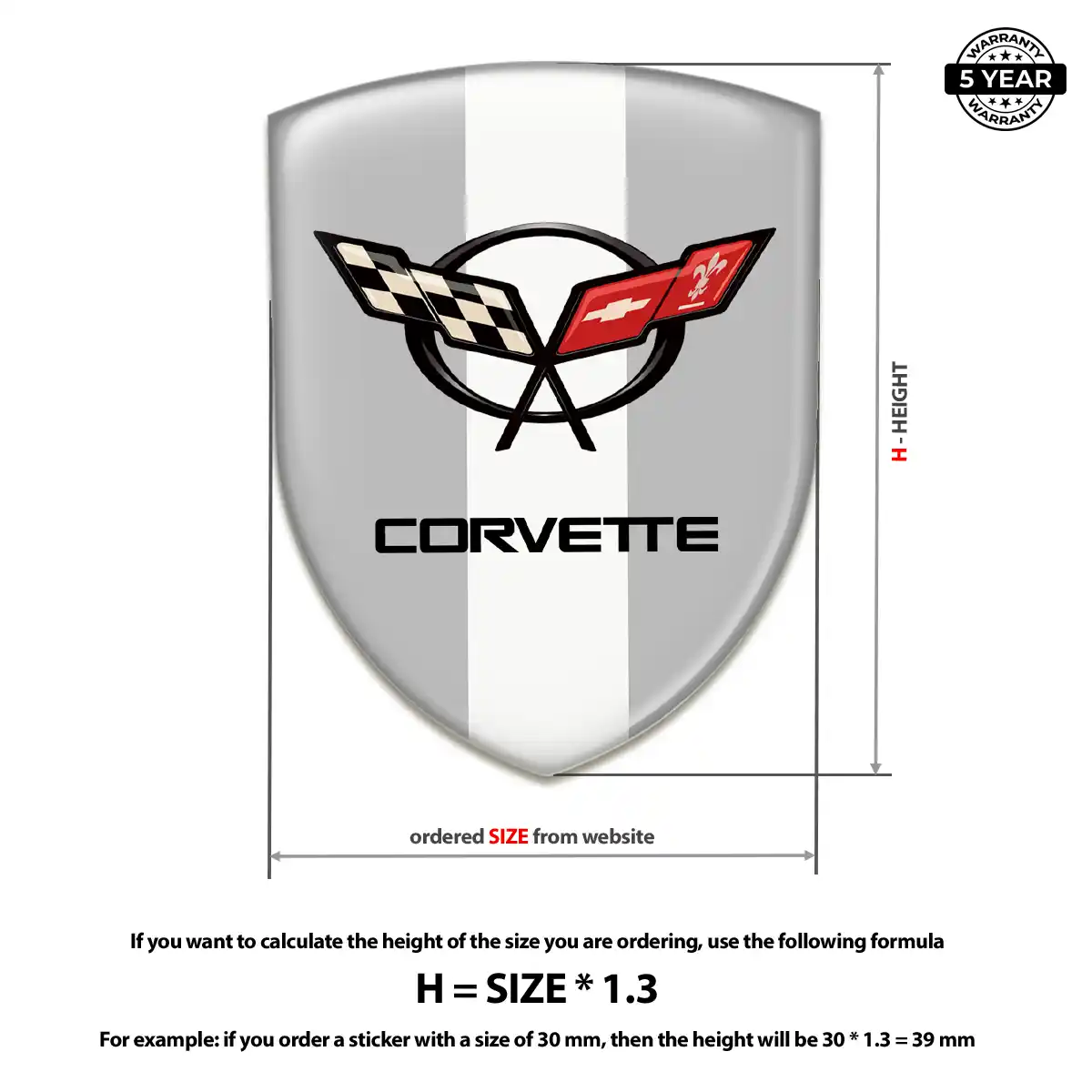 Chevrolet Corvette 3D Domed Sticker Refined Design