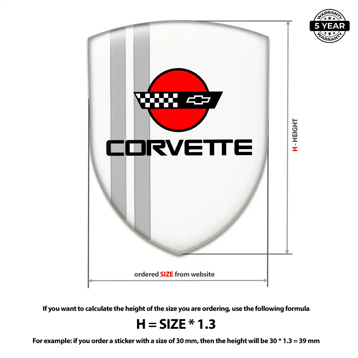 Chevrolet Corvette 3D Domed Sticker Signature Grade