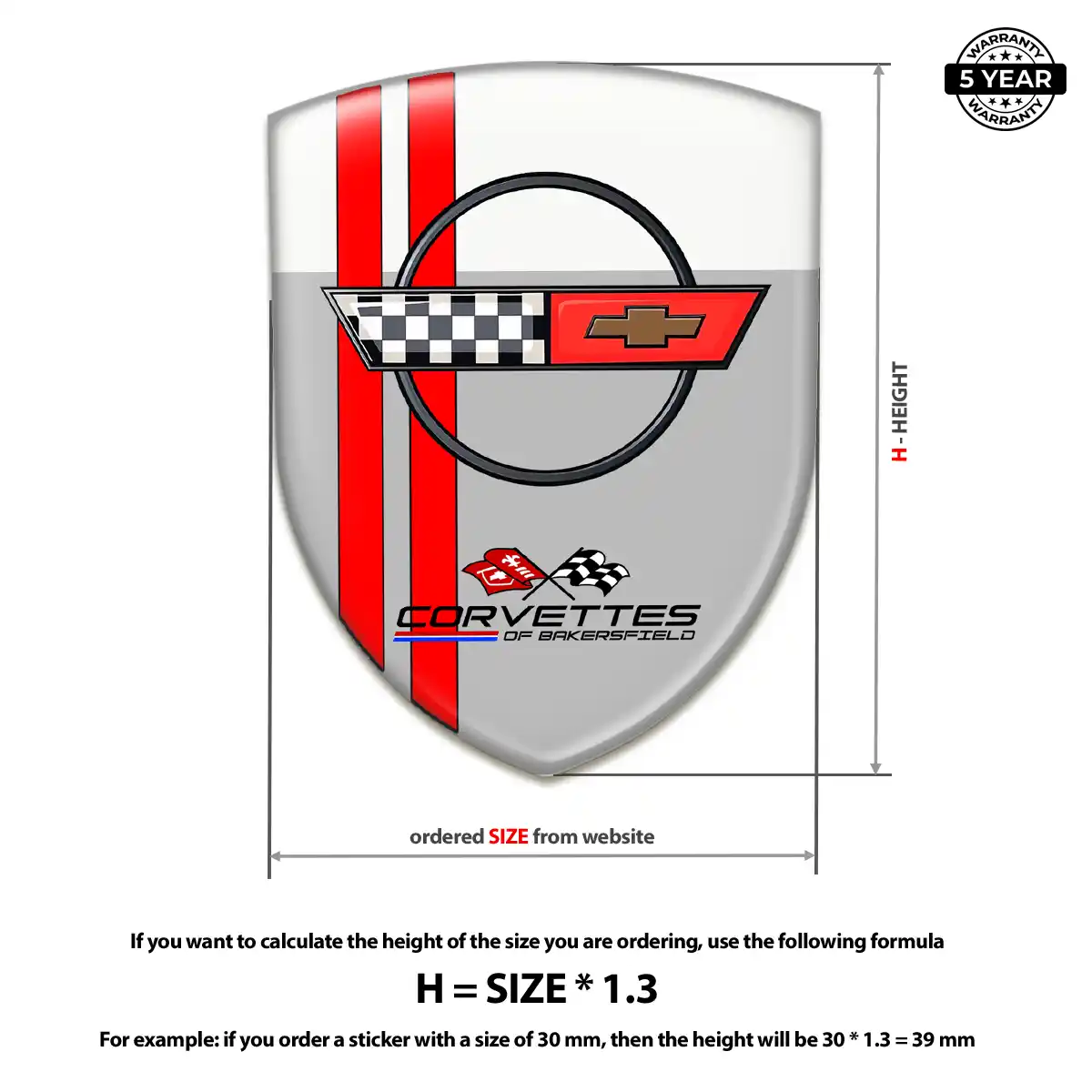 Chevrolet Corvette 3D Domed Sticker Sleek Style