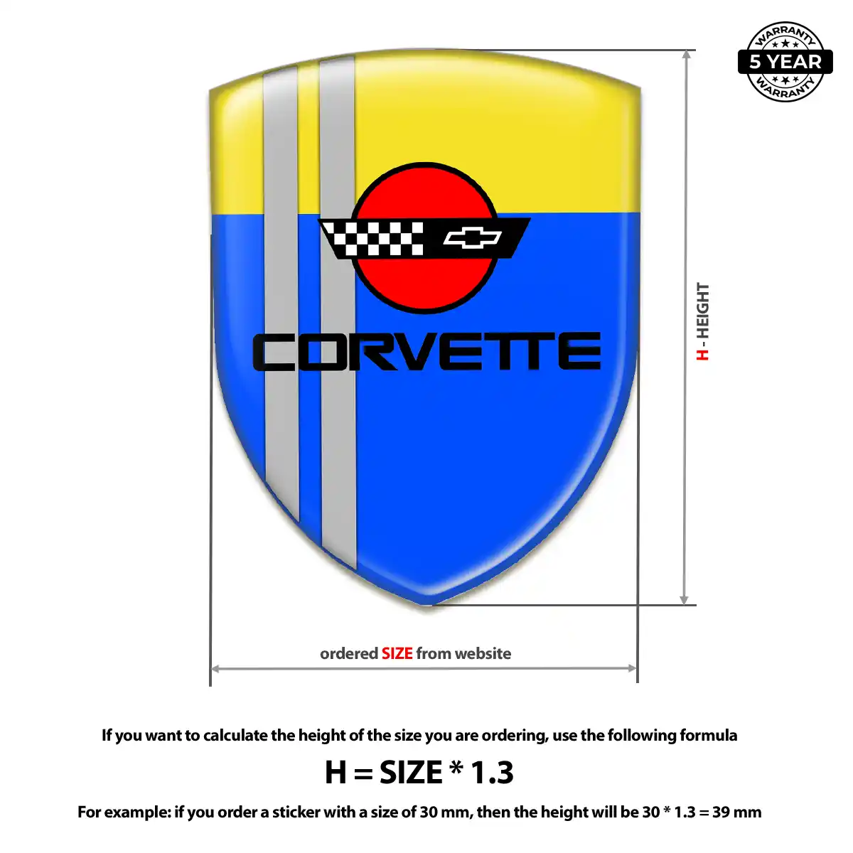 Chevrolet Corvette 3D Domed Sticker Superior Craft