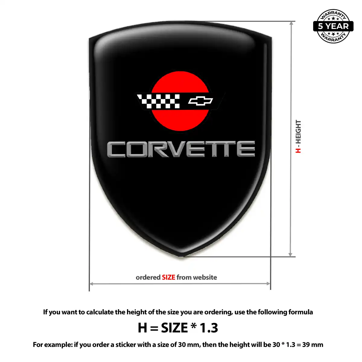 Chevrolet Corvette 3D Gel Sticker Elite Finish