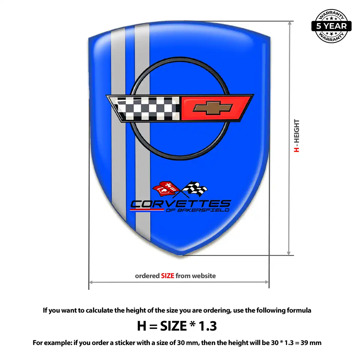 Chevrolet Corvette 3D Gel Sticker Prime Quality