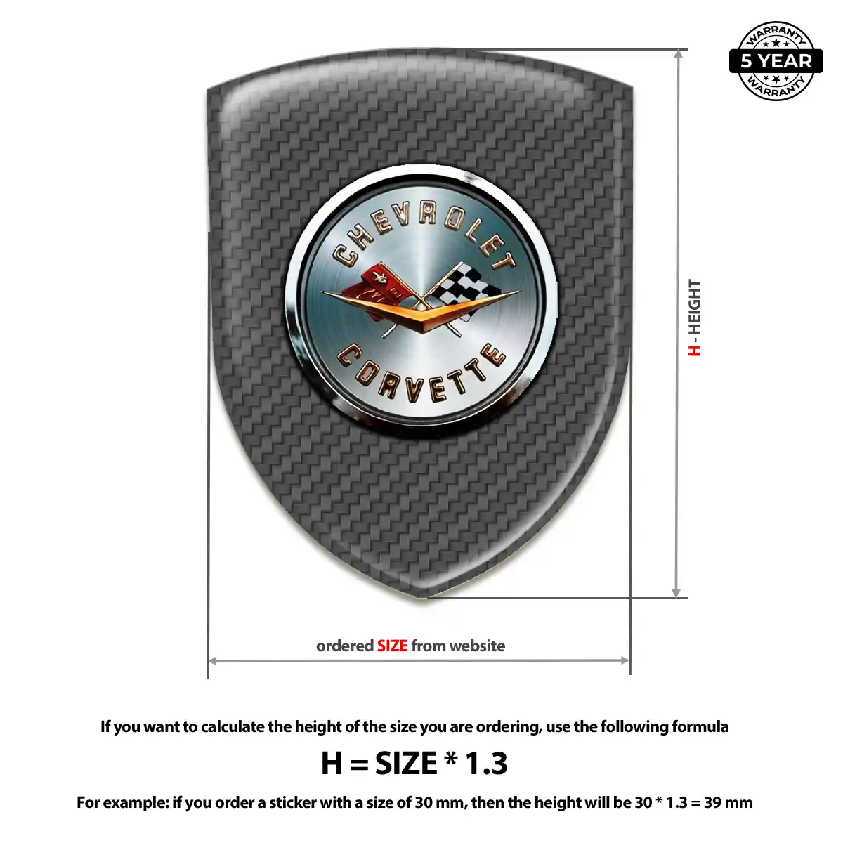 Chevrolet Corvette 3D Gel Sticker Refined Design