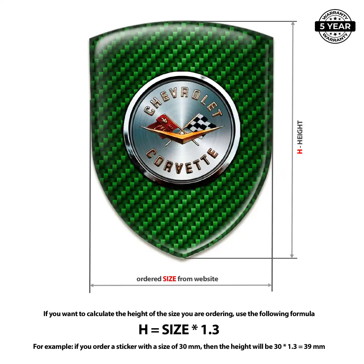 Chevrolet Corvette 3D Gel Sticker Sleek Style