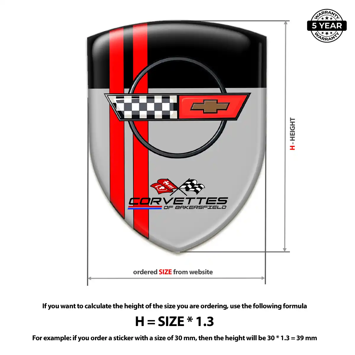 Chevrolet Corvette 3D Logo Sticker Refined Design