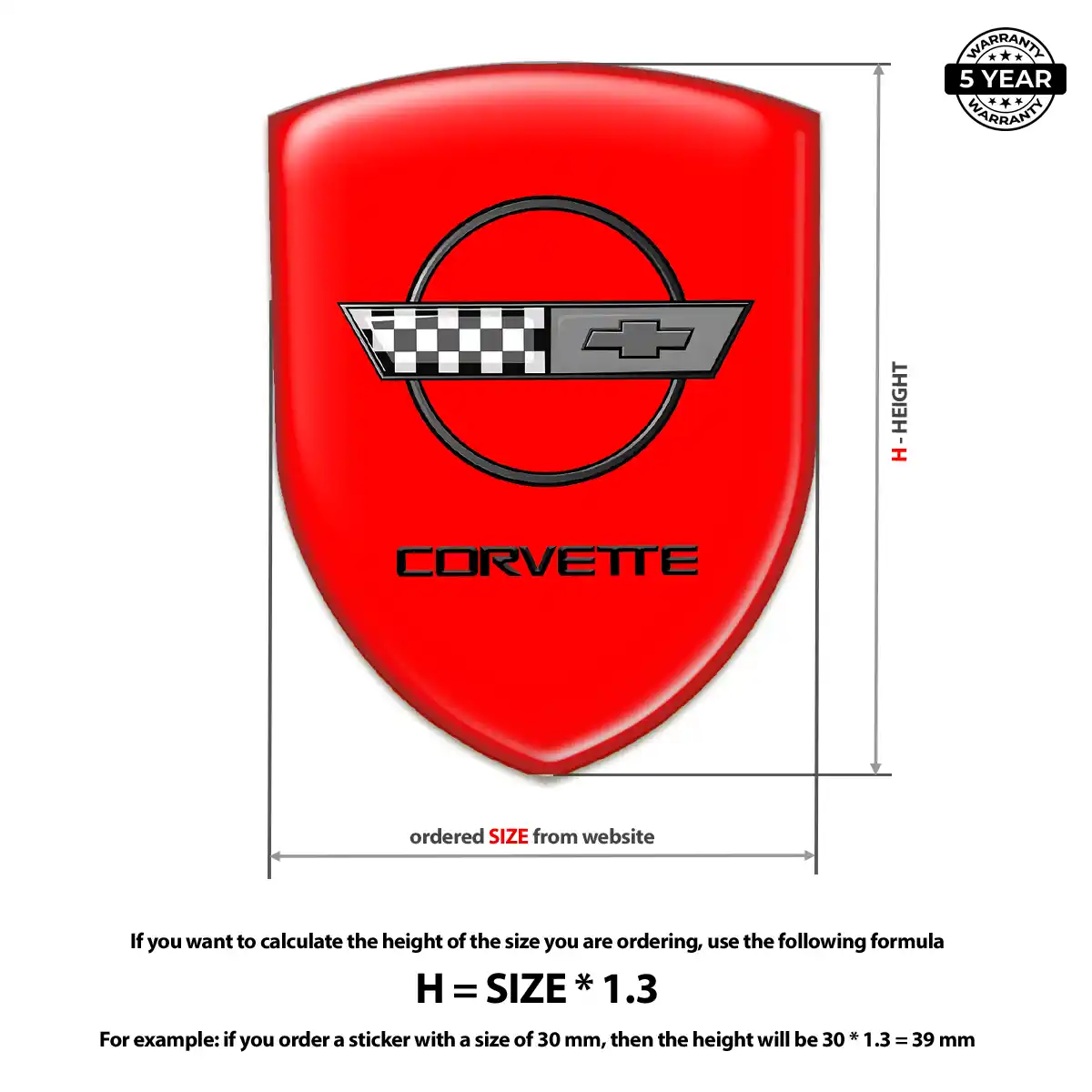 Chevrolet Corvette 3D Logo Sticker Signature Grade