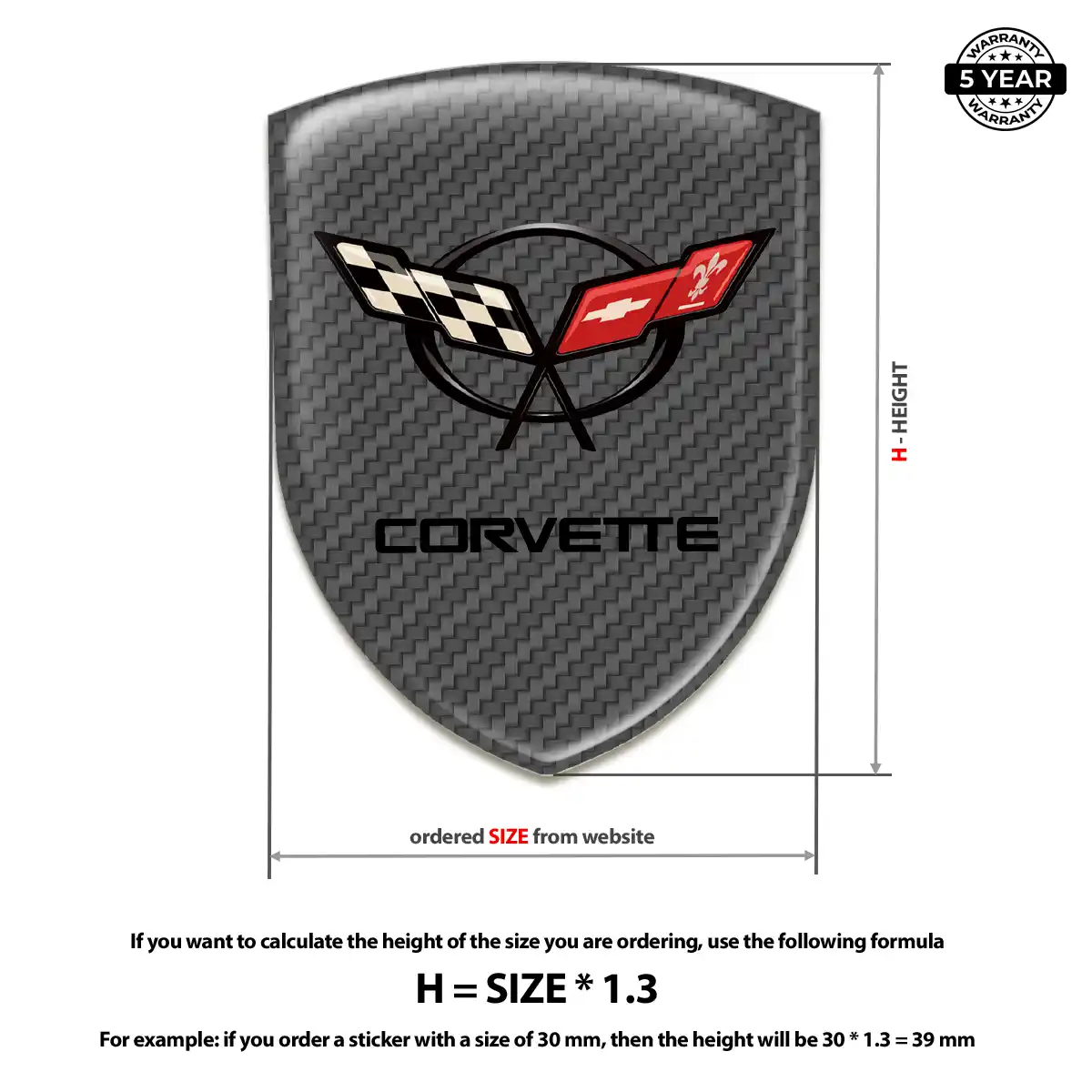 Chevrolet Corvette 3D Logo Sticker Sleek Style
