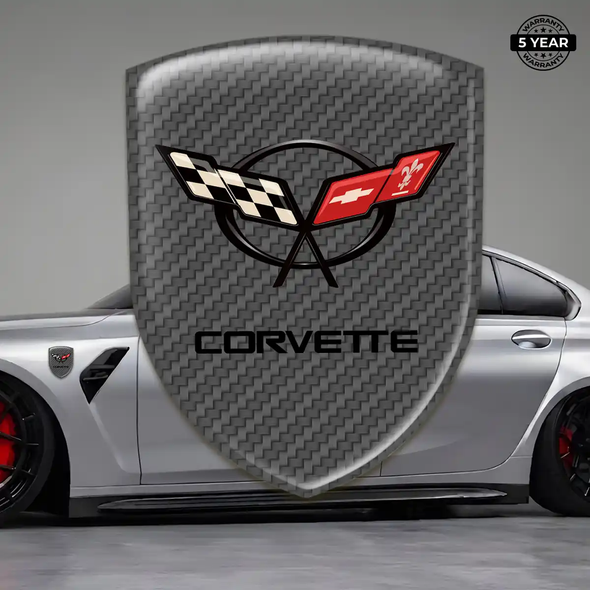 Chevrolet Corvette 3D Logo Sticker Sleek Style