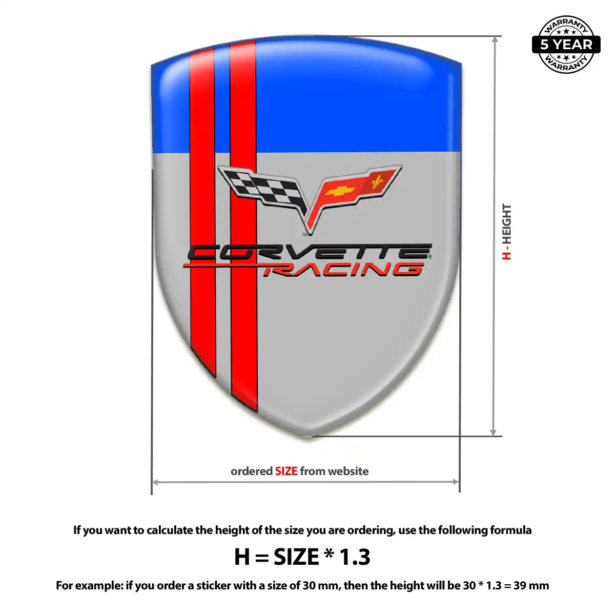 Chevrolet Corvette 3D Logo Sticker Superior Craft
