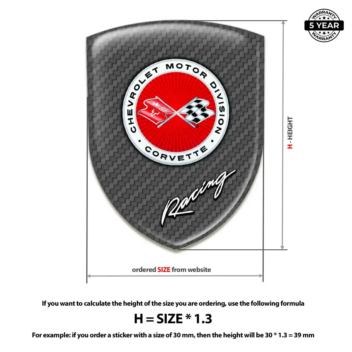 Chevrolet Corvette 3D Resin Sticker Elite Finish