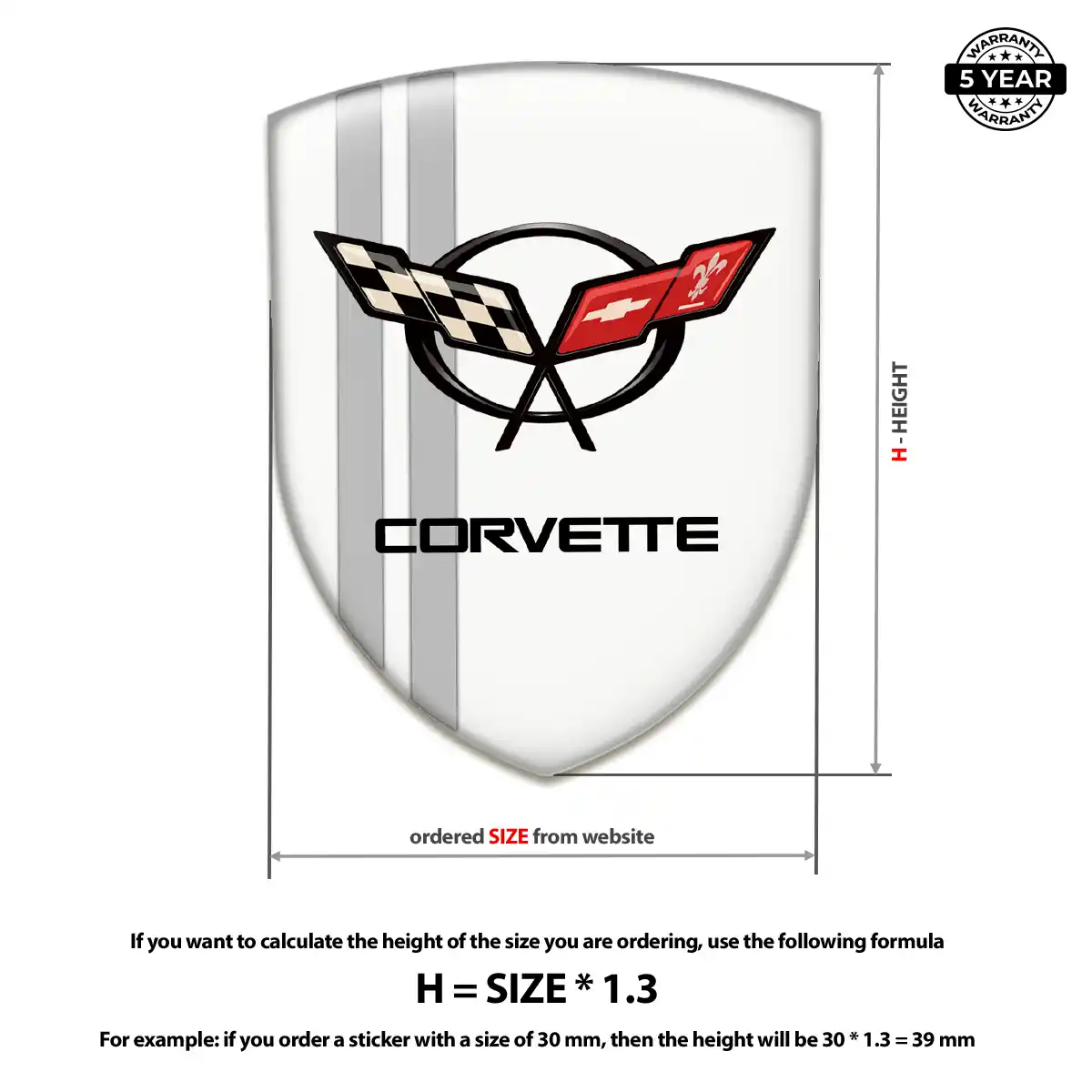 Chevrolet Corvette 3D Resin Sticker Refined Design