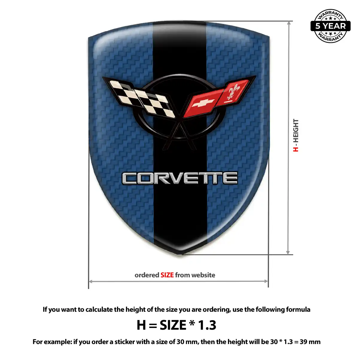 Chevrolet Corvette 3D Resin Sticker Signature Grade