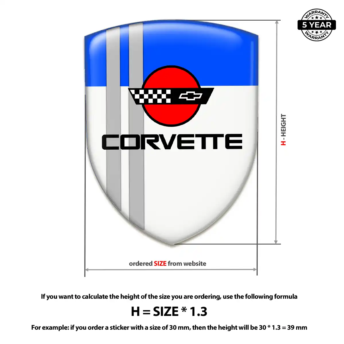 Chevrolet Corvette 3D Resin Sticker Superior Craft