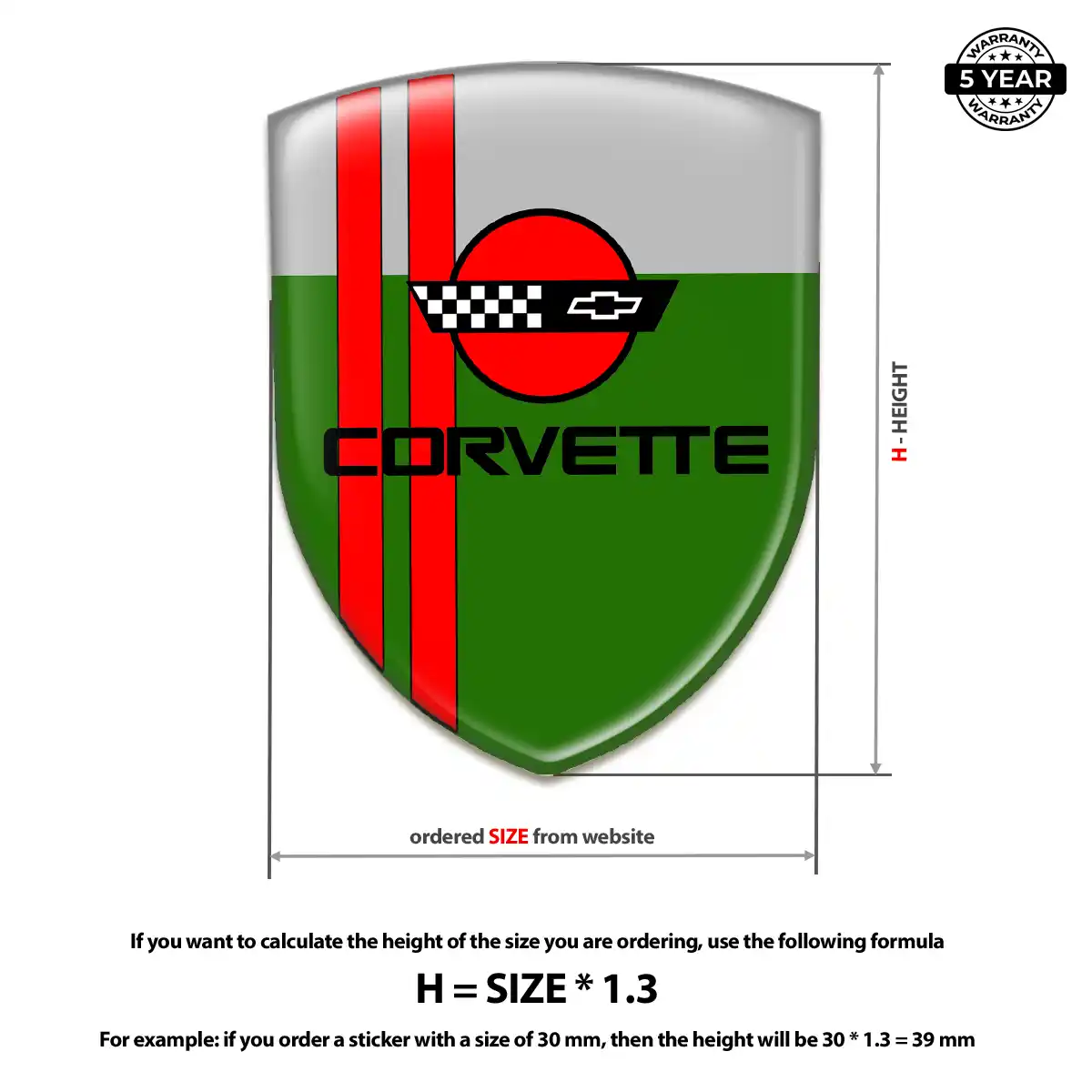 Chevrolet Corvette Automotive Emblem Sticker Elite Finish