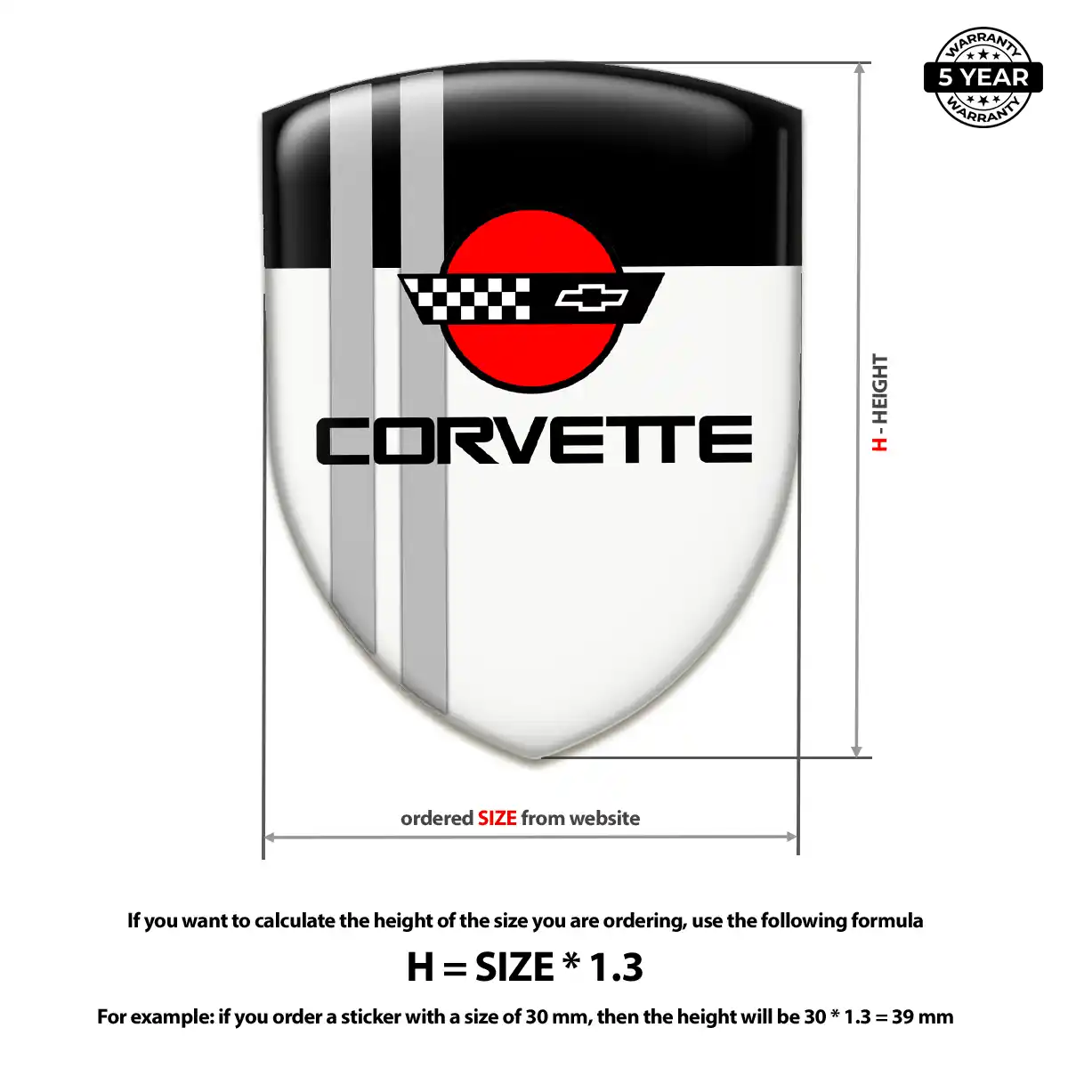 Chevrolet Corvette Automotive Emblem Sticker Signature Grade
