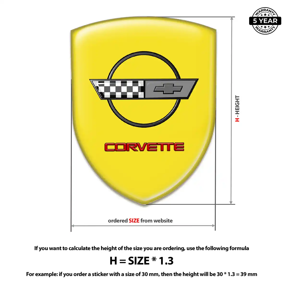 Chevrolet Corvette Automotive Logo Sticker Refined Design
