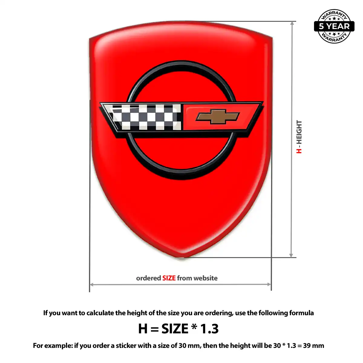 Chevrolet Corvette Automotive Resin Decal Refined Design