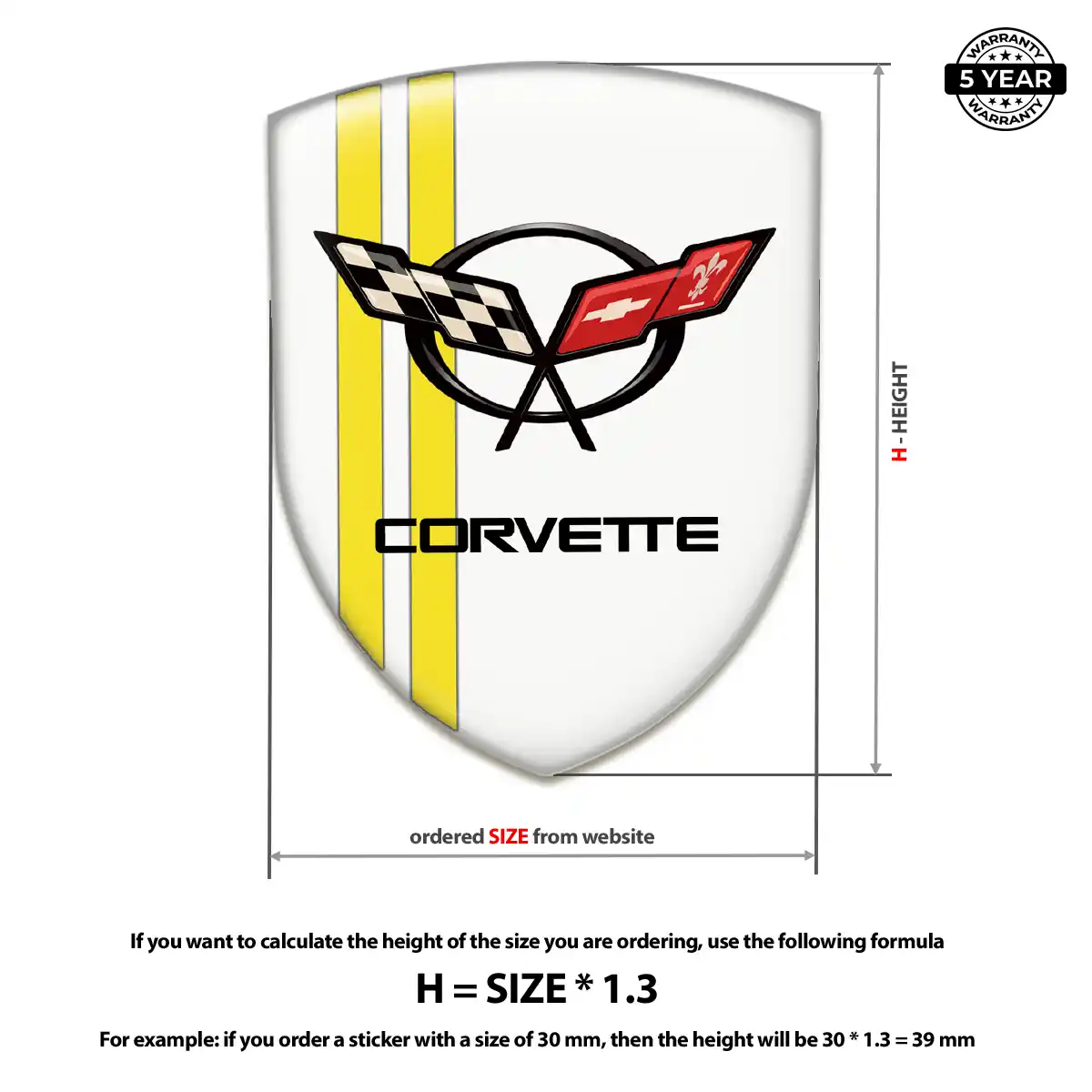 Chevrolet Corvette Car Badge Sticker Refined Design