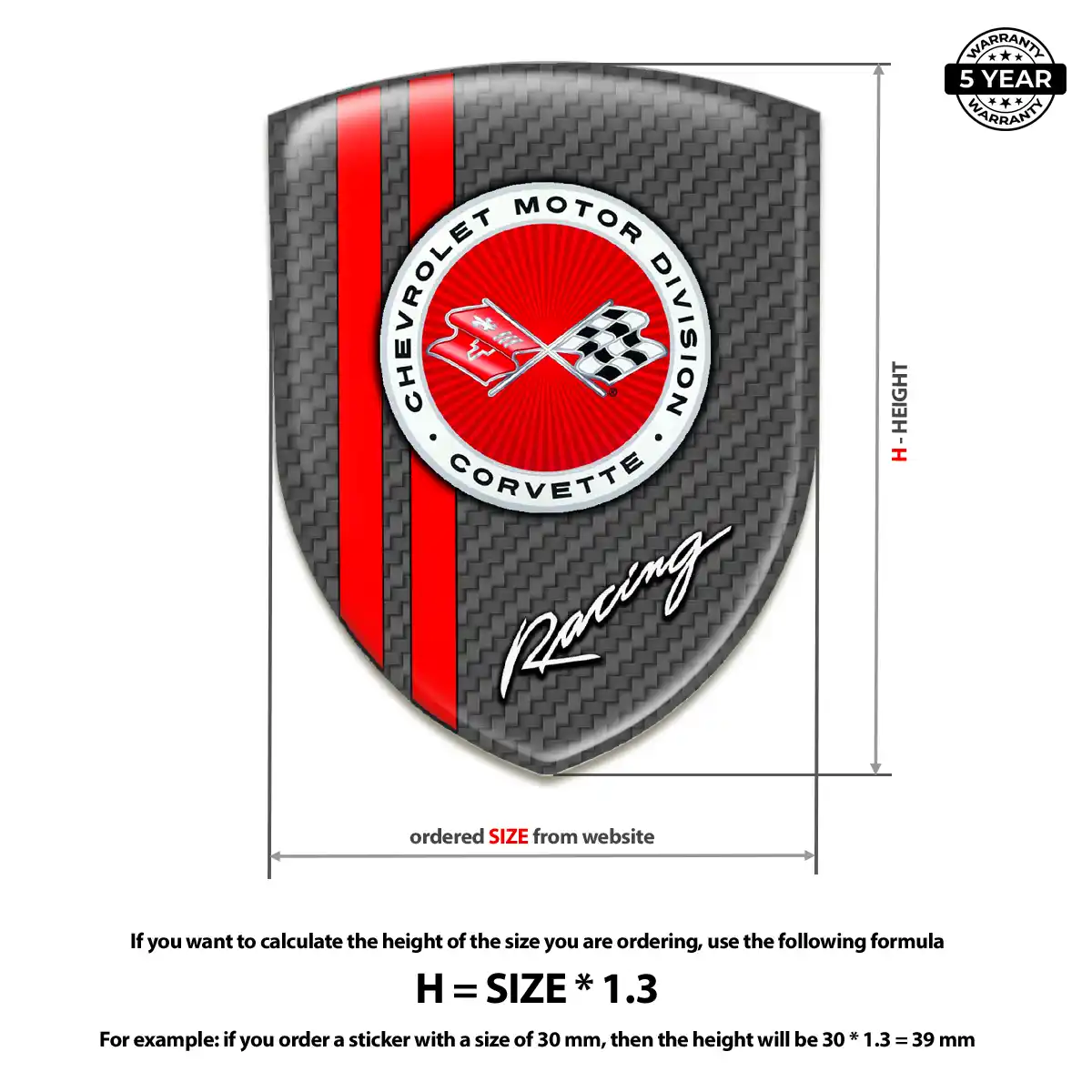 Chevrolet Corvette Car Emblem Sticker Elite Finish