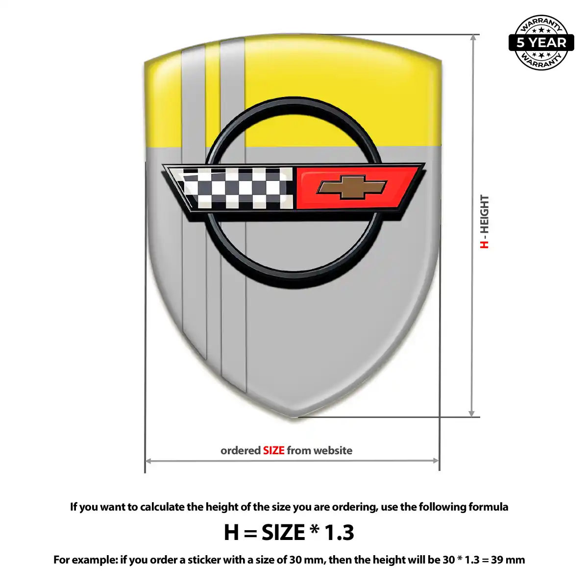 Chevrolet Corvette Domed Car Sticker Elite Finish
