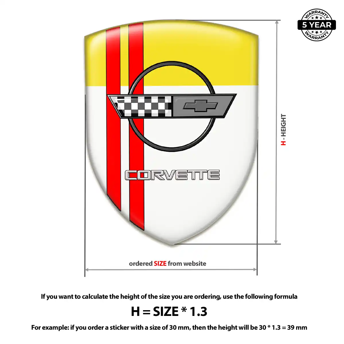 Chevrolet Corvette Domed Car Sticker Prestige Line