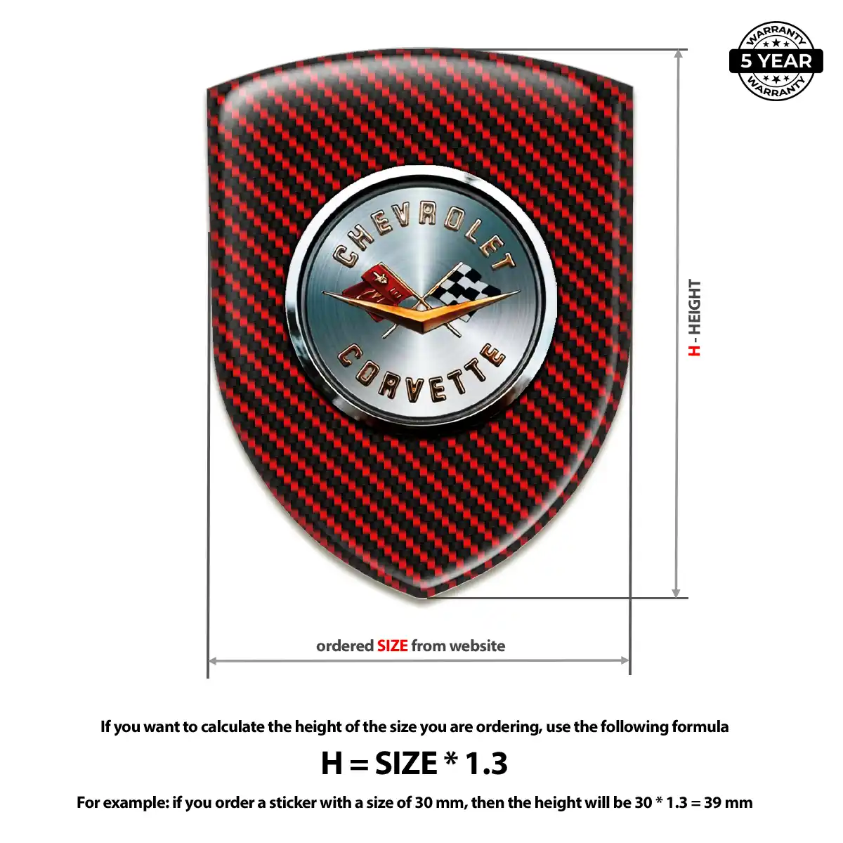 Chevrolet Corvette Domed Car Sticker Prime Quality