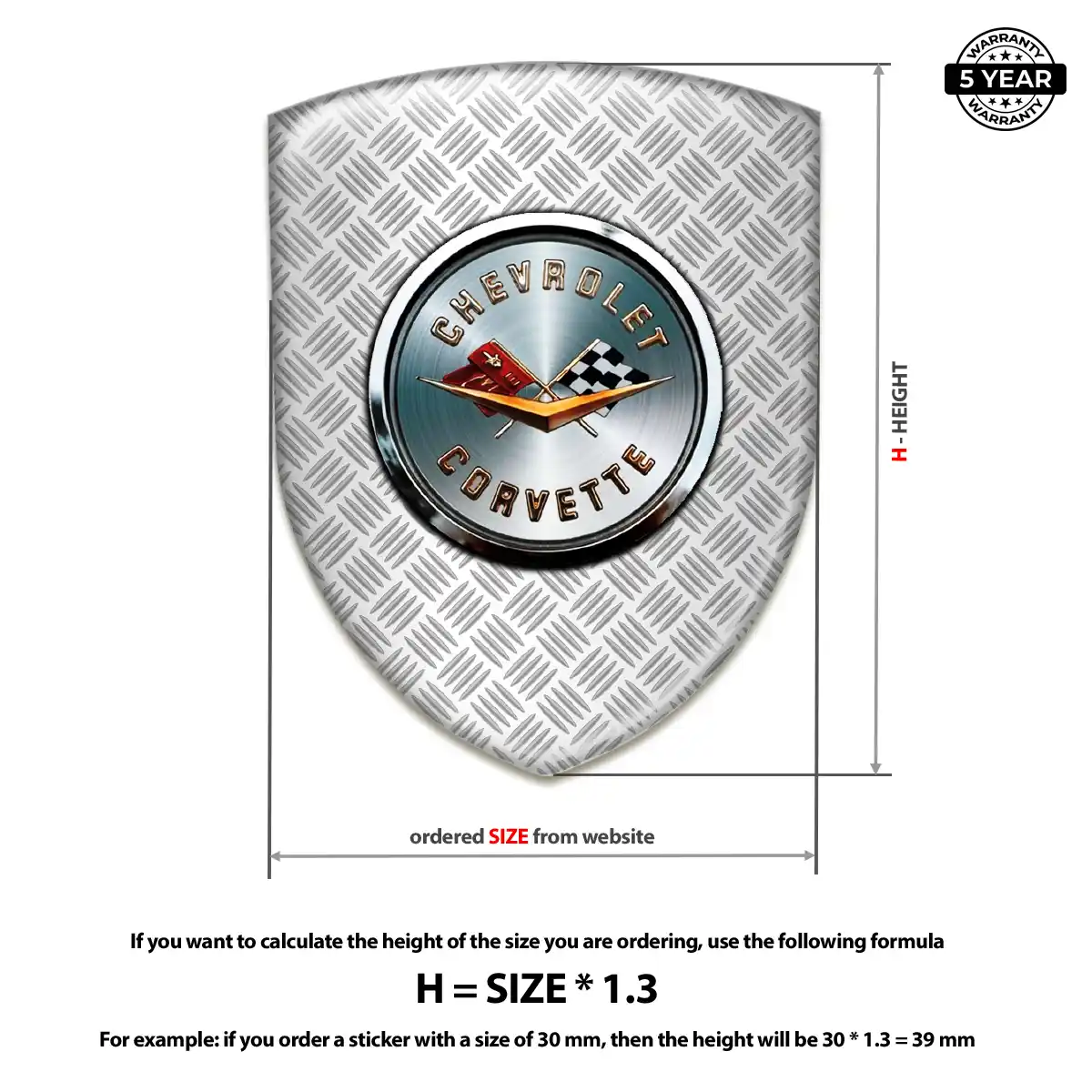 Chevrolet Corvette Domed Car Sticker Refined Design