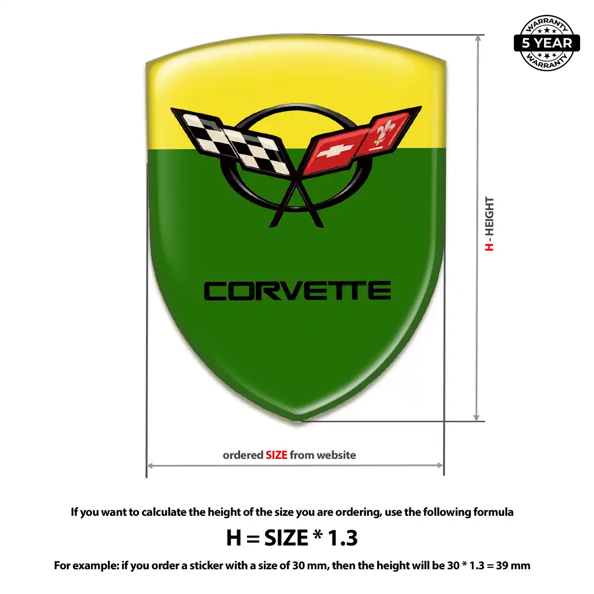 Chevrolet Corvette Domed Car Sticker Signature Grade