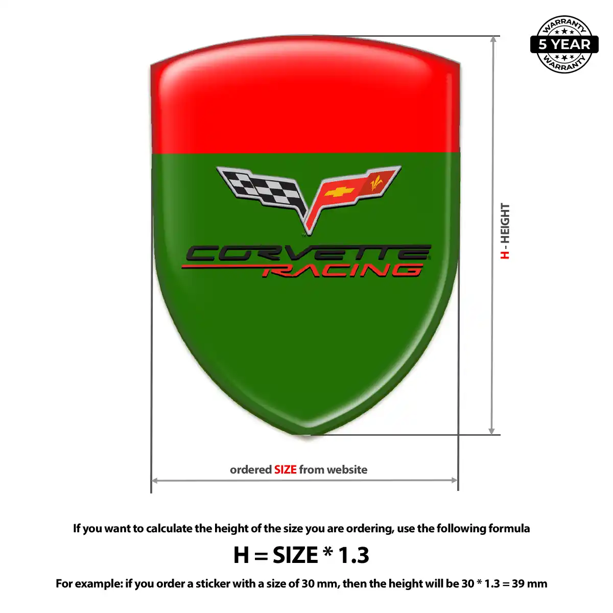 Chevrolet Corvette Domed Car Sticker Sleek Style