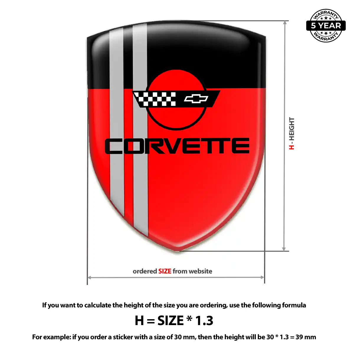 Chevrolet Corvette Domed Car Sticker Superior Craft