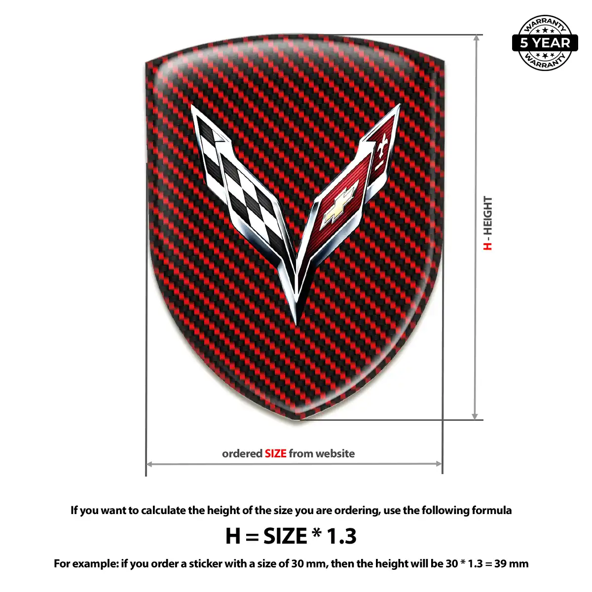 Chevrolet Corvette Domed Decal Elite Finish