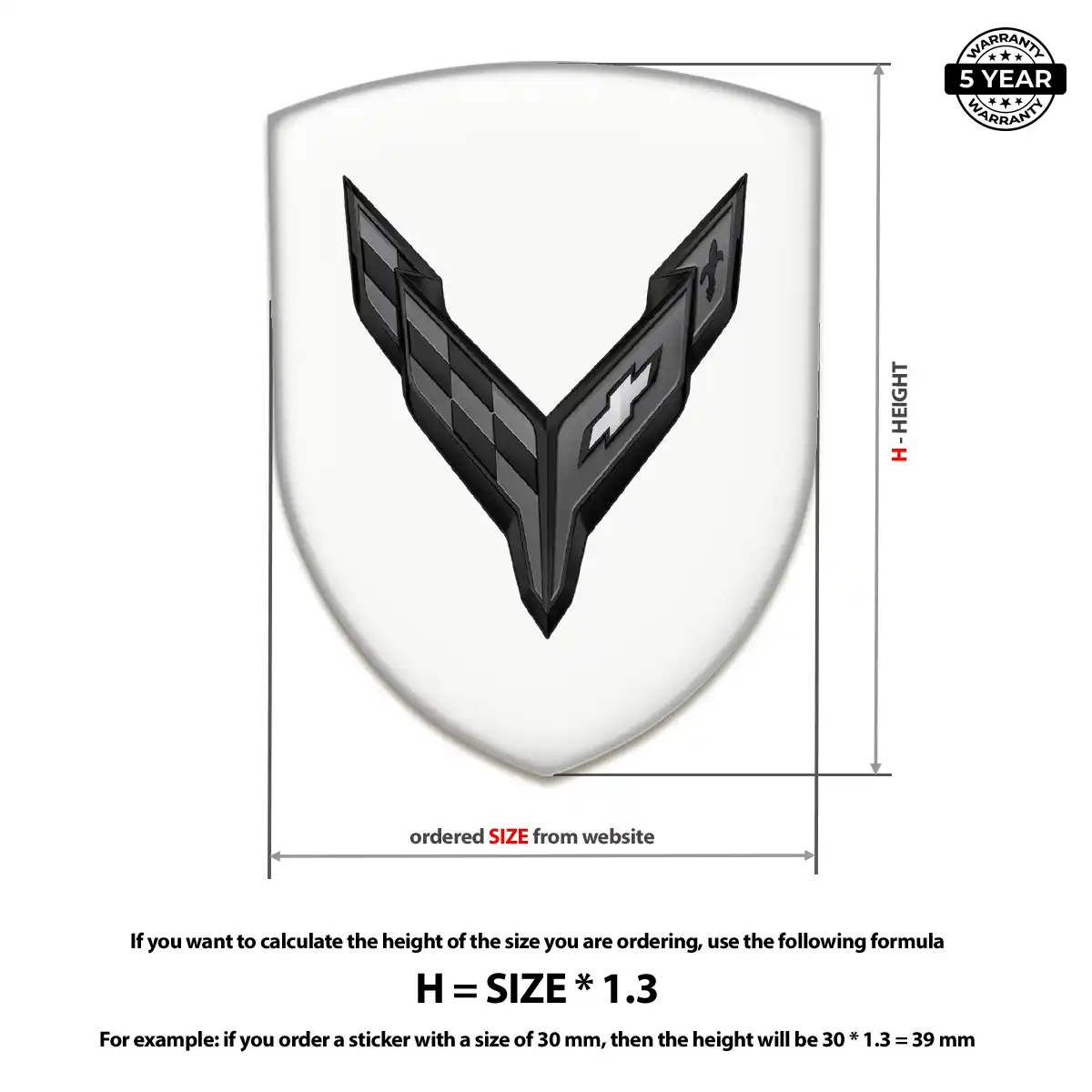 Chevrolet Corvette Domed Decal Prime Quality