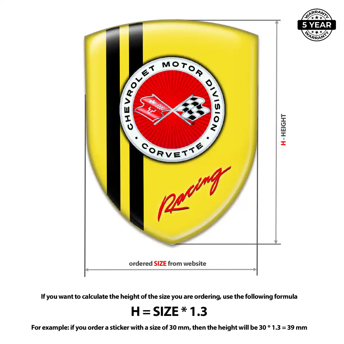 Chevrolet Corvette Domed Decal Signature Grade