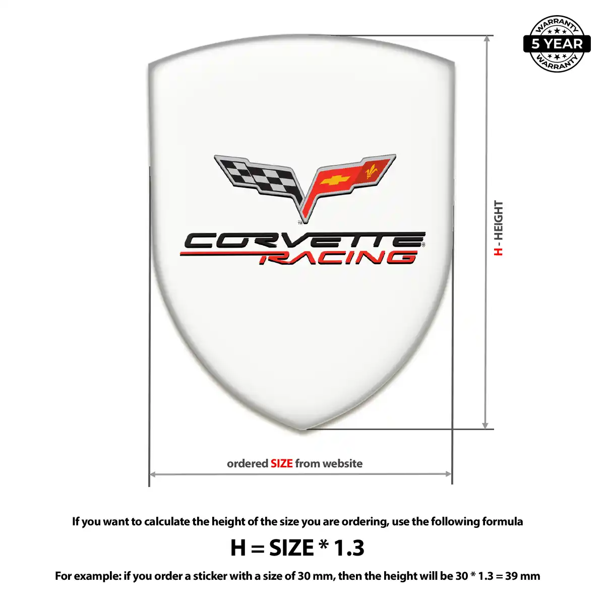 Chevrolet Corvette Domed Decal Sleek Style