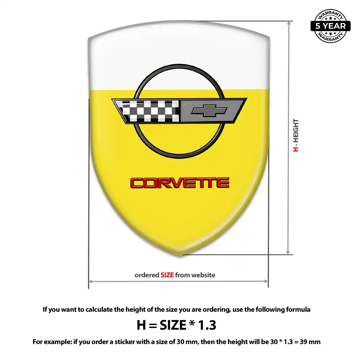 Chevrolet Corvette Domed Decal Superior Craft