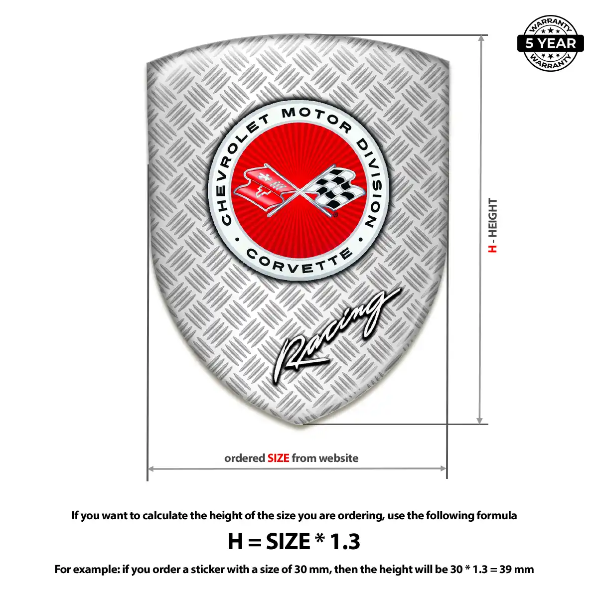 Chevrolet Corvette Domed Logo Decal Elite Finish