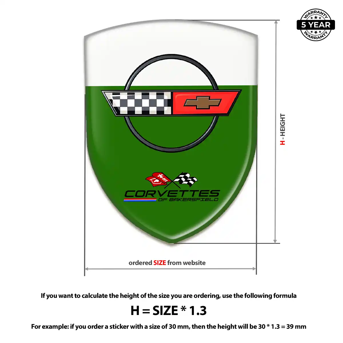 Chevrolet Corvette Domed Logo Decal Prime Quality
