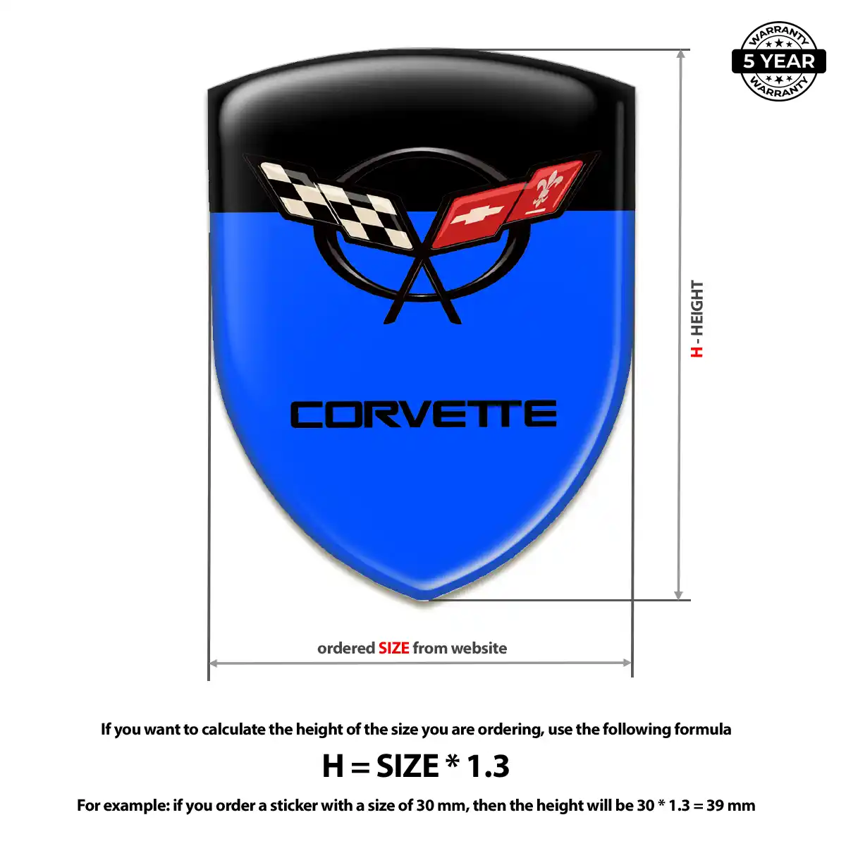 Chevrolet Corvette Domed Logo Decal Refined Design